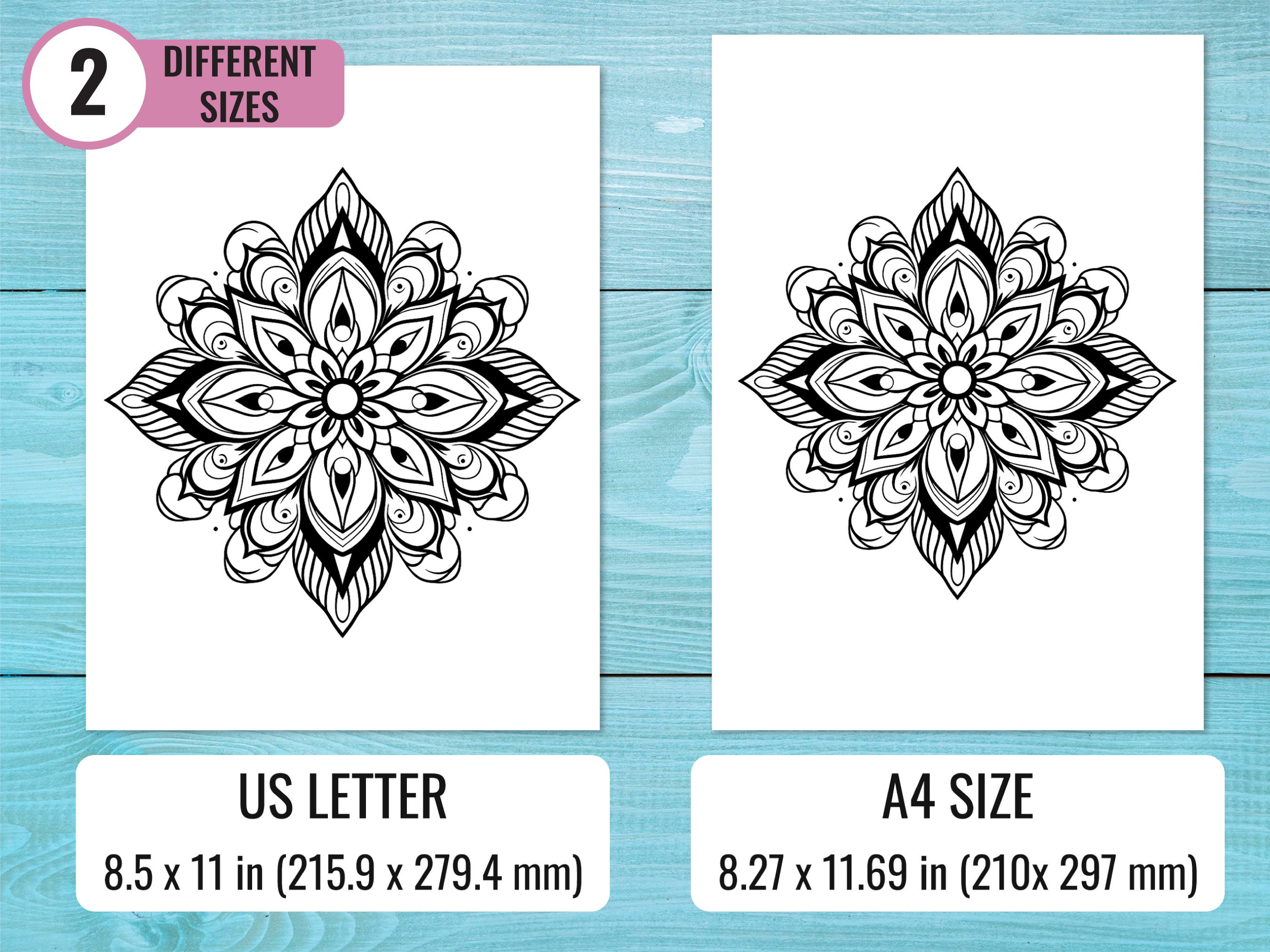 Mandala Coloring Book, 50 Printable Pages for Adults and Kids ...