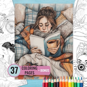 Women's Hobbies Coloring Book, 37 Printable Hobby Coloring Pages for Adults and Kids, Woman Pastime Coloring Page, Instant Download