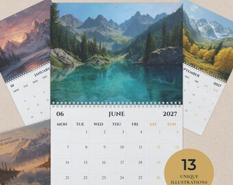 2027 Wall Calendar | Mountain Landscape Art | Scenic Nature Calendar | Cozy Mountain Decor | Christmas Gift for Nature Lovers