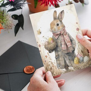 Easter Postcards, 6 Printable Cards Digital Download, Beatrix Potter Style Postcards Sheets, Easter Bunny Greeting Cards Set zdjęcie 7