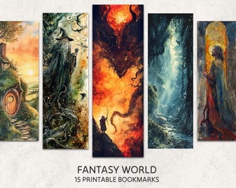 Fantasy World Bookmarks 15 Printable Magic Bookmarks Digital Download Fairytale Bookmarks Set