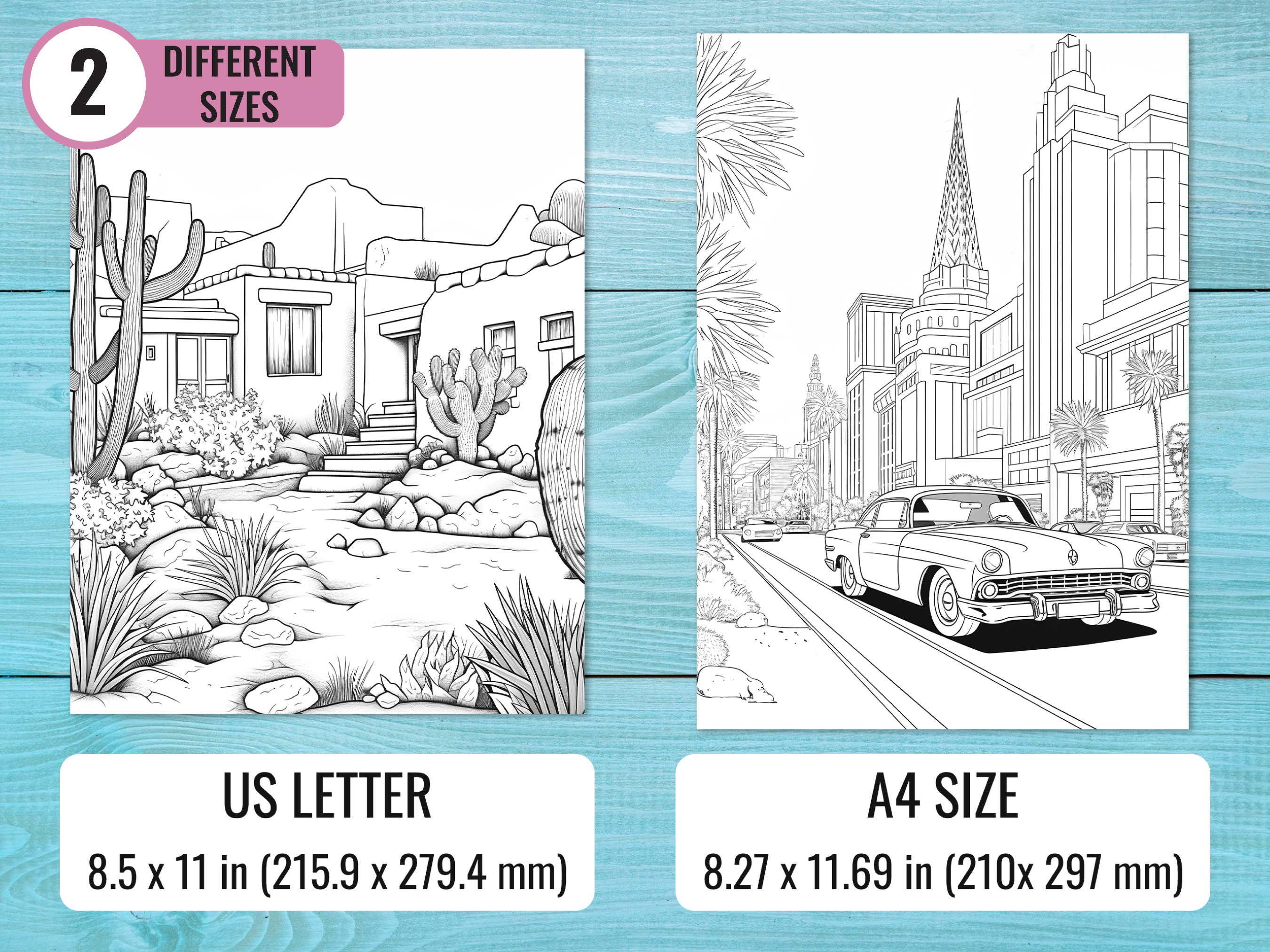 USA Landscape Coloring Pages, 40 Printable USA Landmarks Coloring Book ...