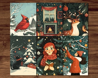 Christmas Cheer Postcards | Festive Holiday Card Pack | Xmas Postcards