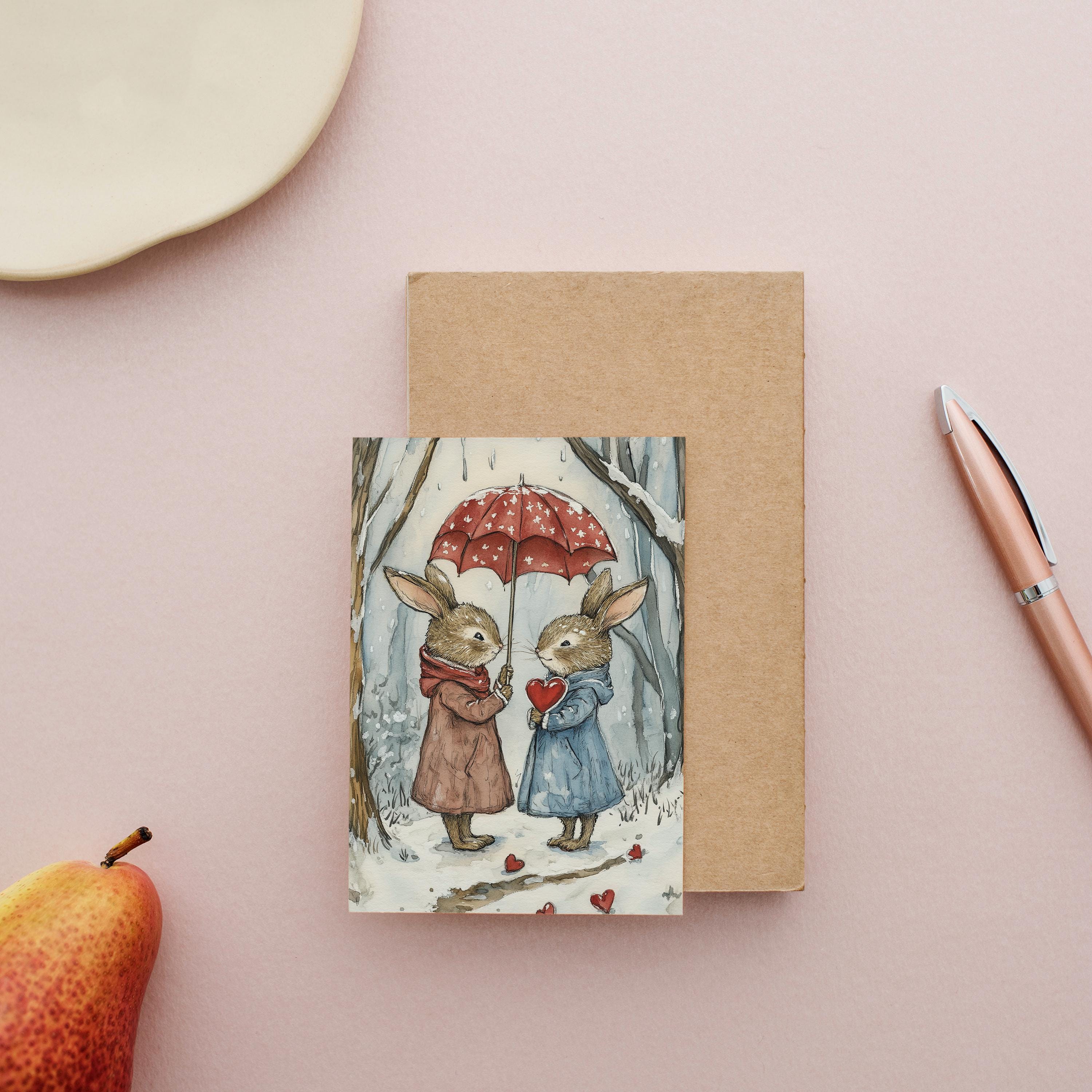 Bunnies Postcards, 6 Printable Romantic Postcard Digital Download ...