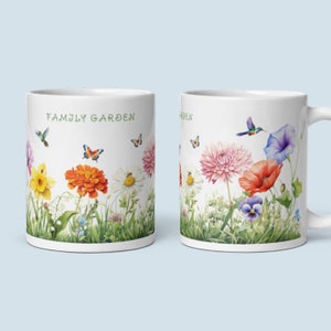 Custom Birth Flower Mug, Personalized Family Garden Mug, Gift For Mom, Grandmas Garden Mug, Birth Month Flower Mug