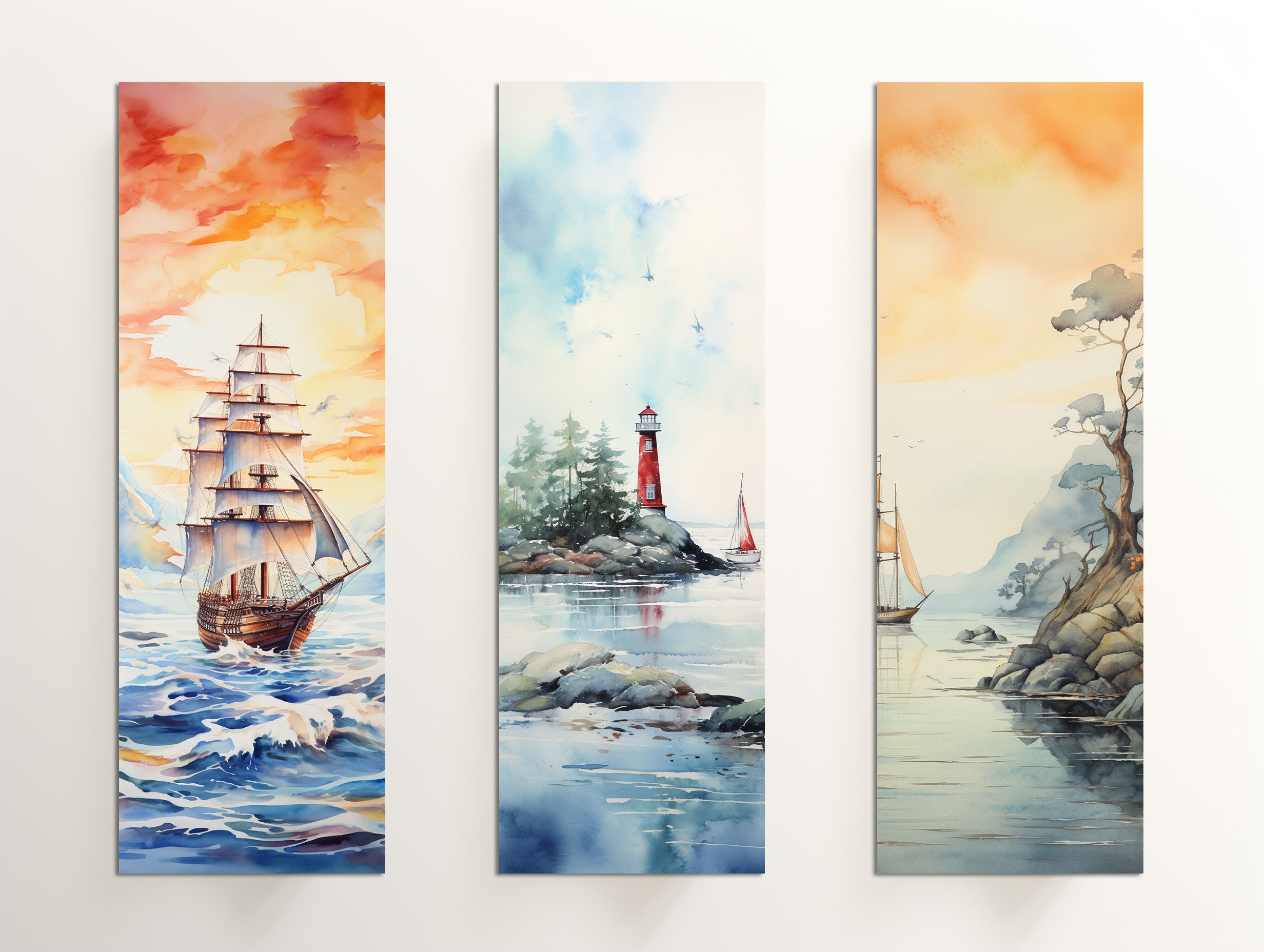 Nautical Bookmark 15 Printable Bookmarks Digital Download Lighthouse ...