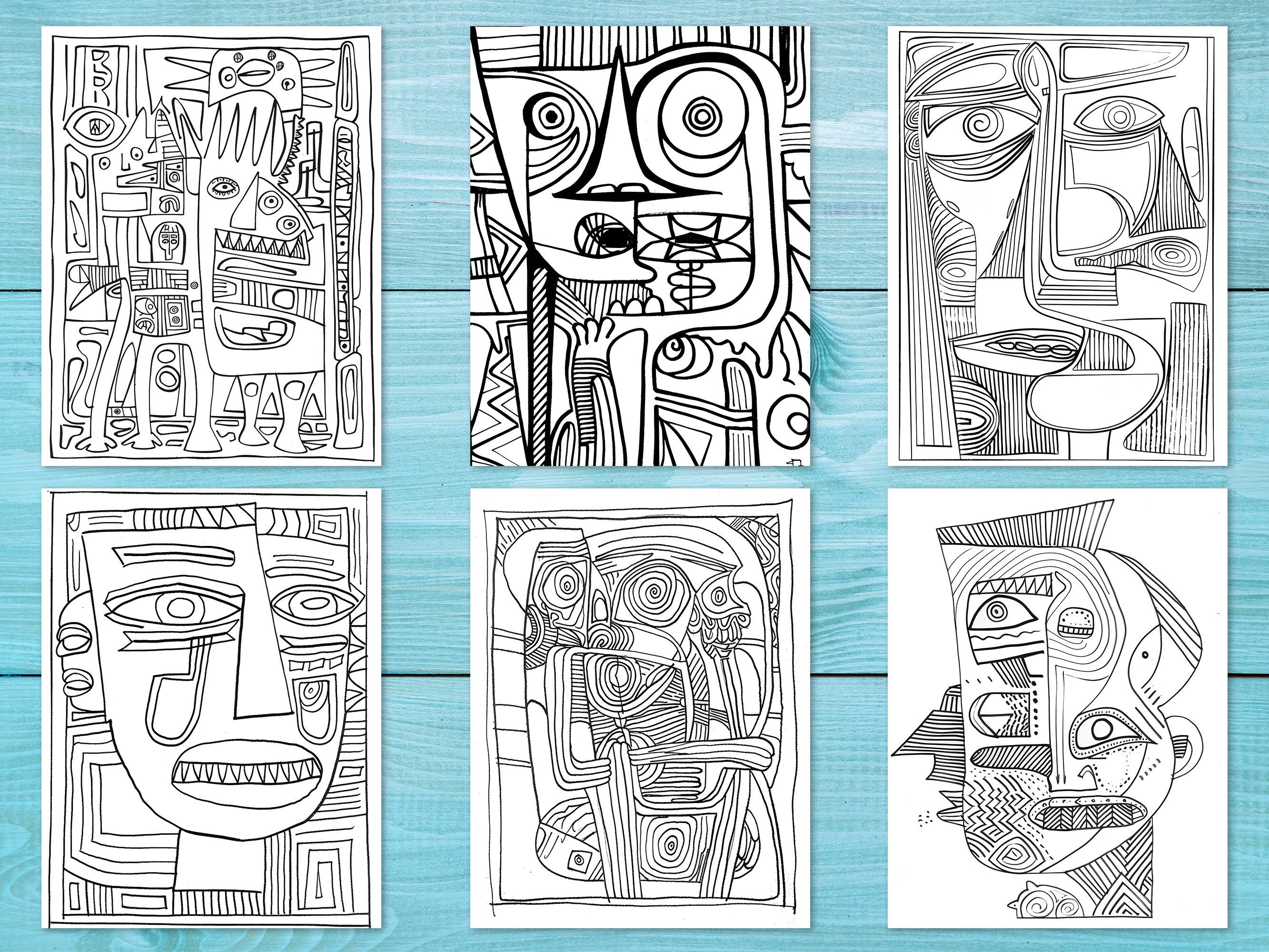 Cubism Art Coloring Book, 31 Printable Painting Coloring Pages for ...