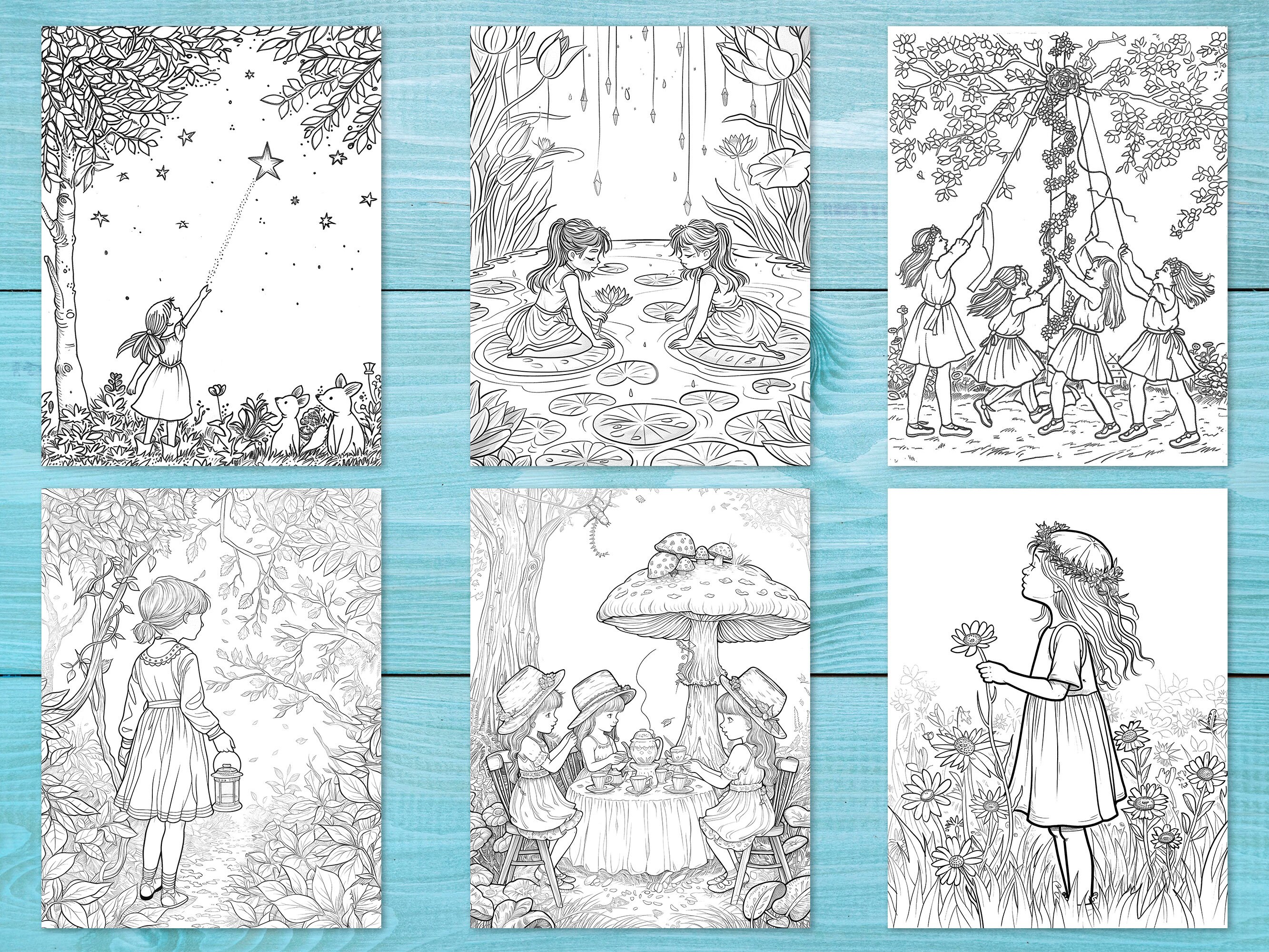 Girls Coloring Book, 30 Printable Fairy Tale Pages for Kids and Adults ...