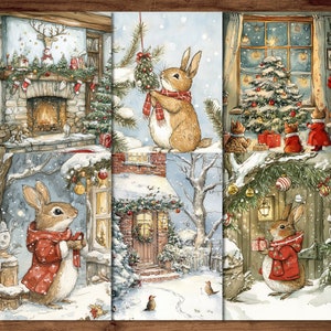 Süße Weihnachtspostkarten, 6 druckbare gemütliche Postkarten digitaler Download, Weihnachtstiere Postkarten Set im Aquarell-Stil