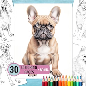 Dog Breeds Coloring Book, 30 Printable Dogs Coloring Pages for Kids and Adults, Bulldog Full Body Coloring Page, Instant Download