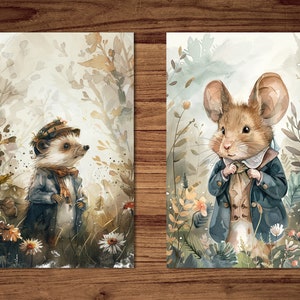 Woodland Animals Postcards, 6 Printable Fairy Postcards Digital ...