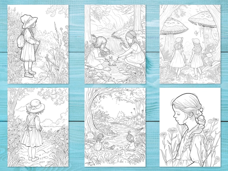 Girls Coloring Book, 30 Printable Fairy Tale Pages for Kids and Adults ...