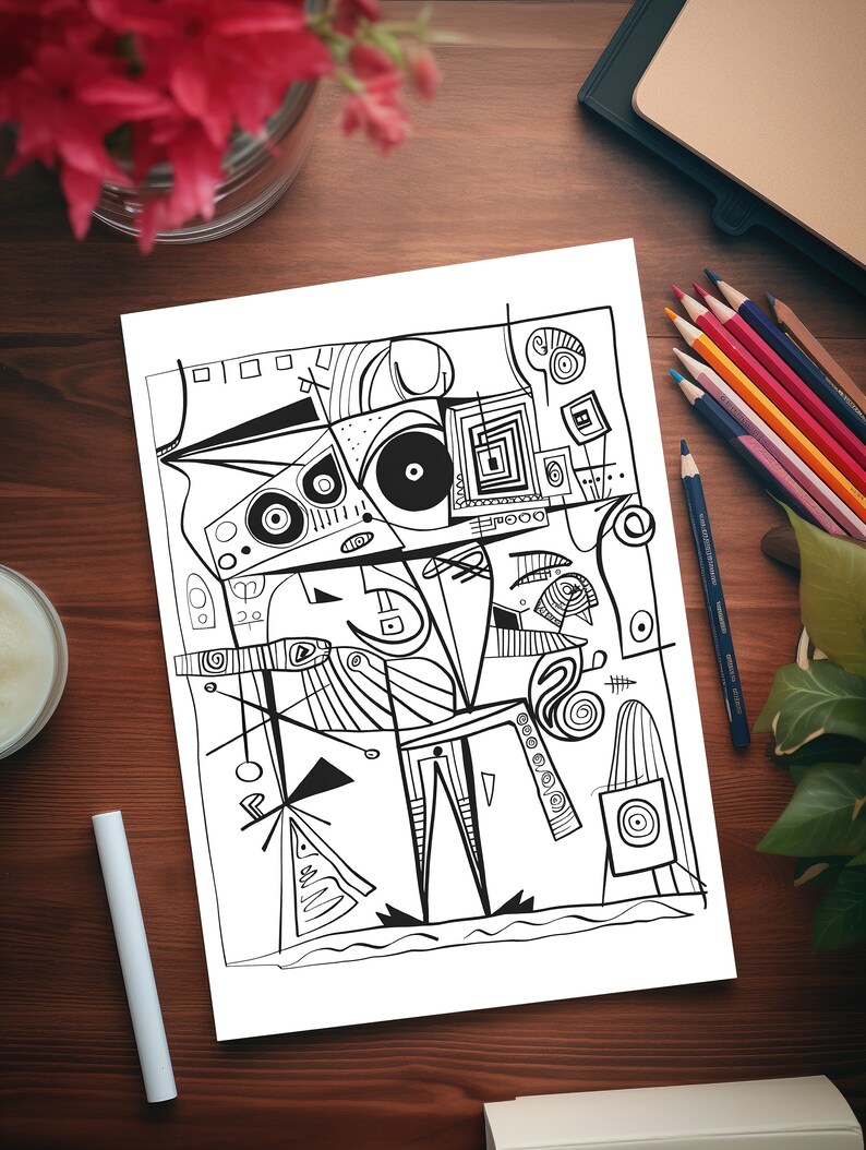 Cubism Art Coloring Book, 31 Printable Painting Coloring Pages for ...