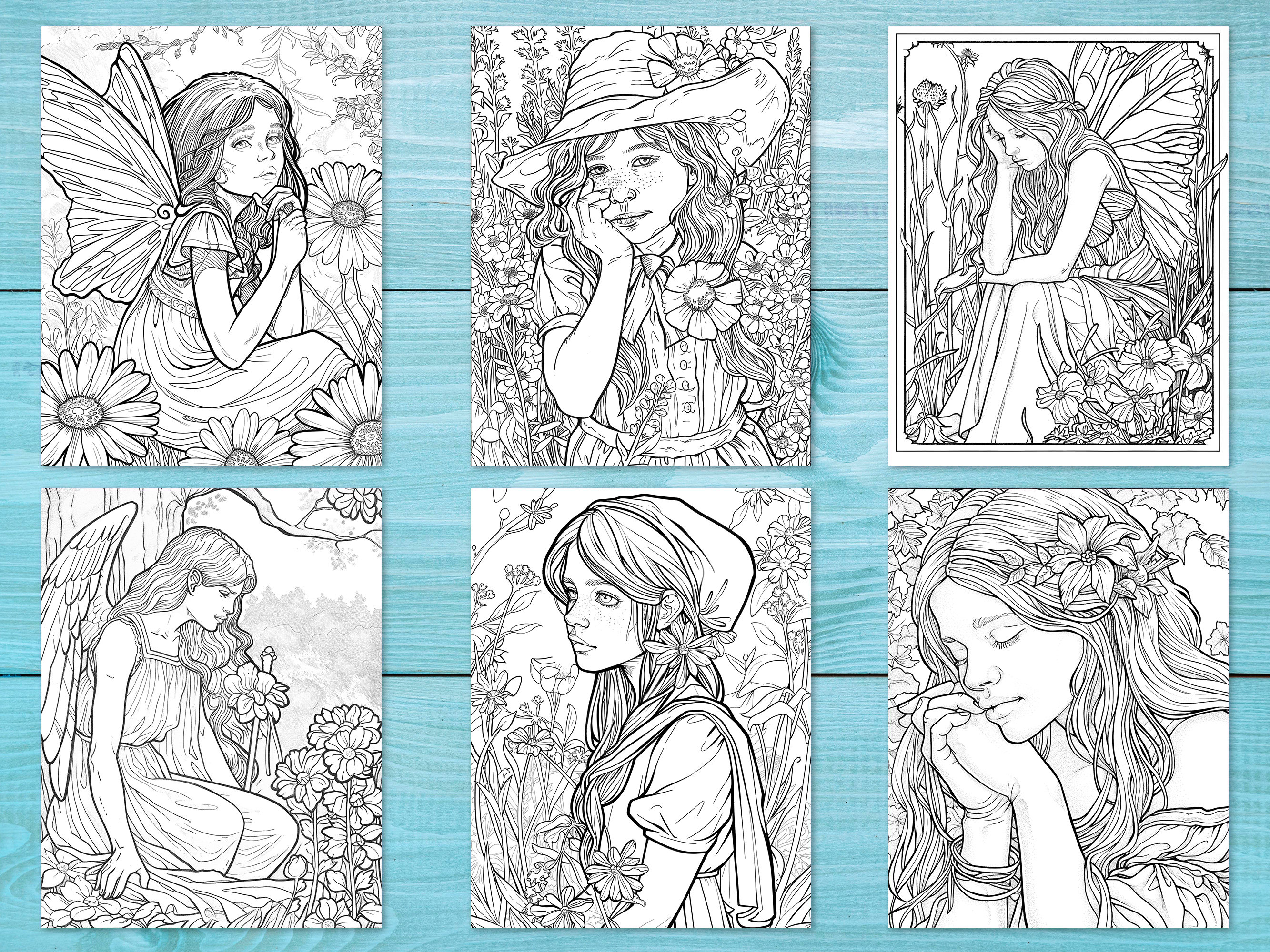 Fairy Girls Coloring Book, 35 Printable Magic Pages for Kids and Adults ...