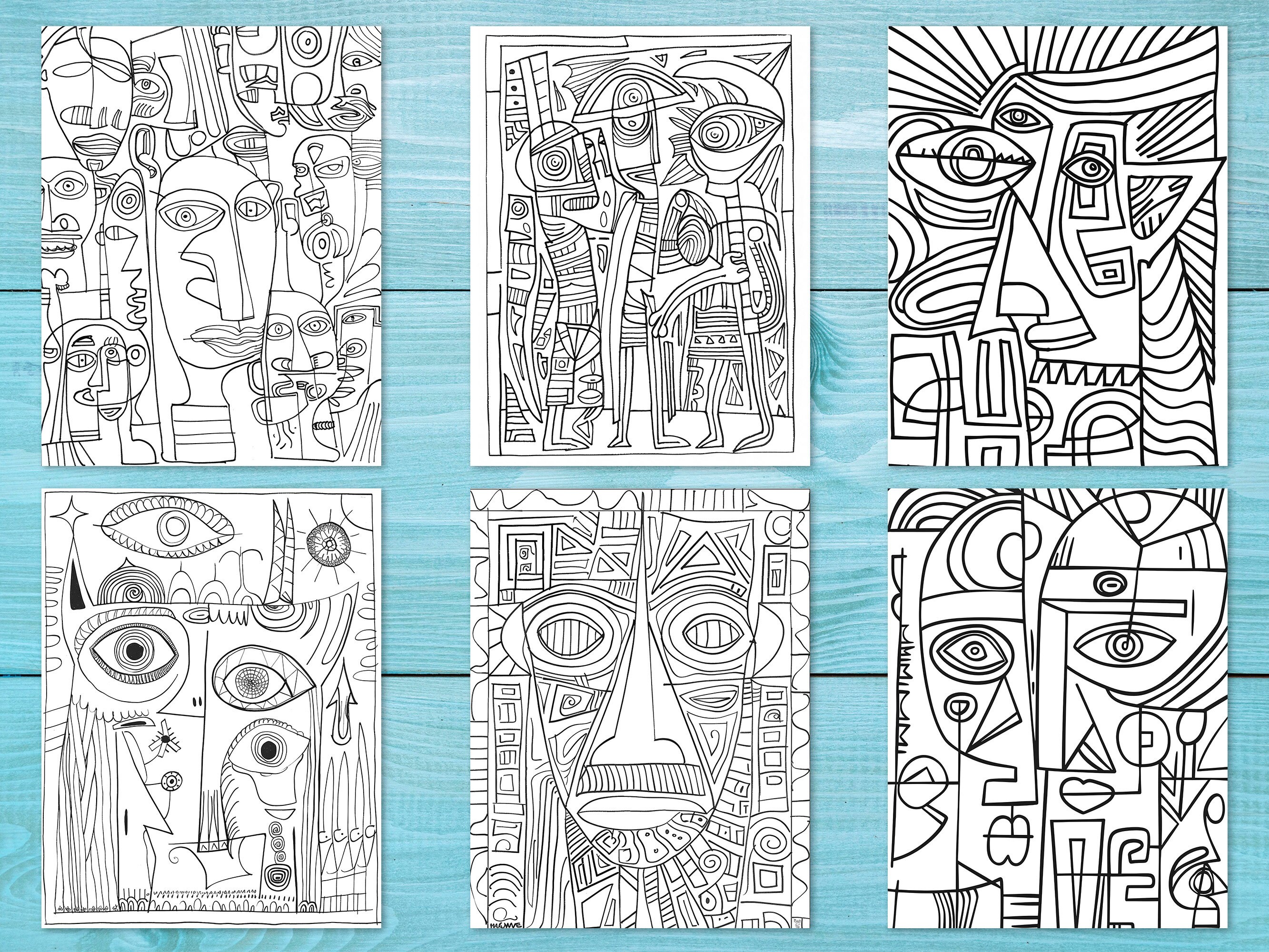 Cubism Art Coloring Book, 31 Printable Painting Coloring Pages for ...