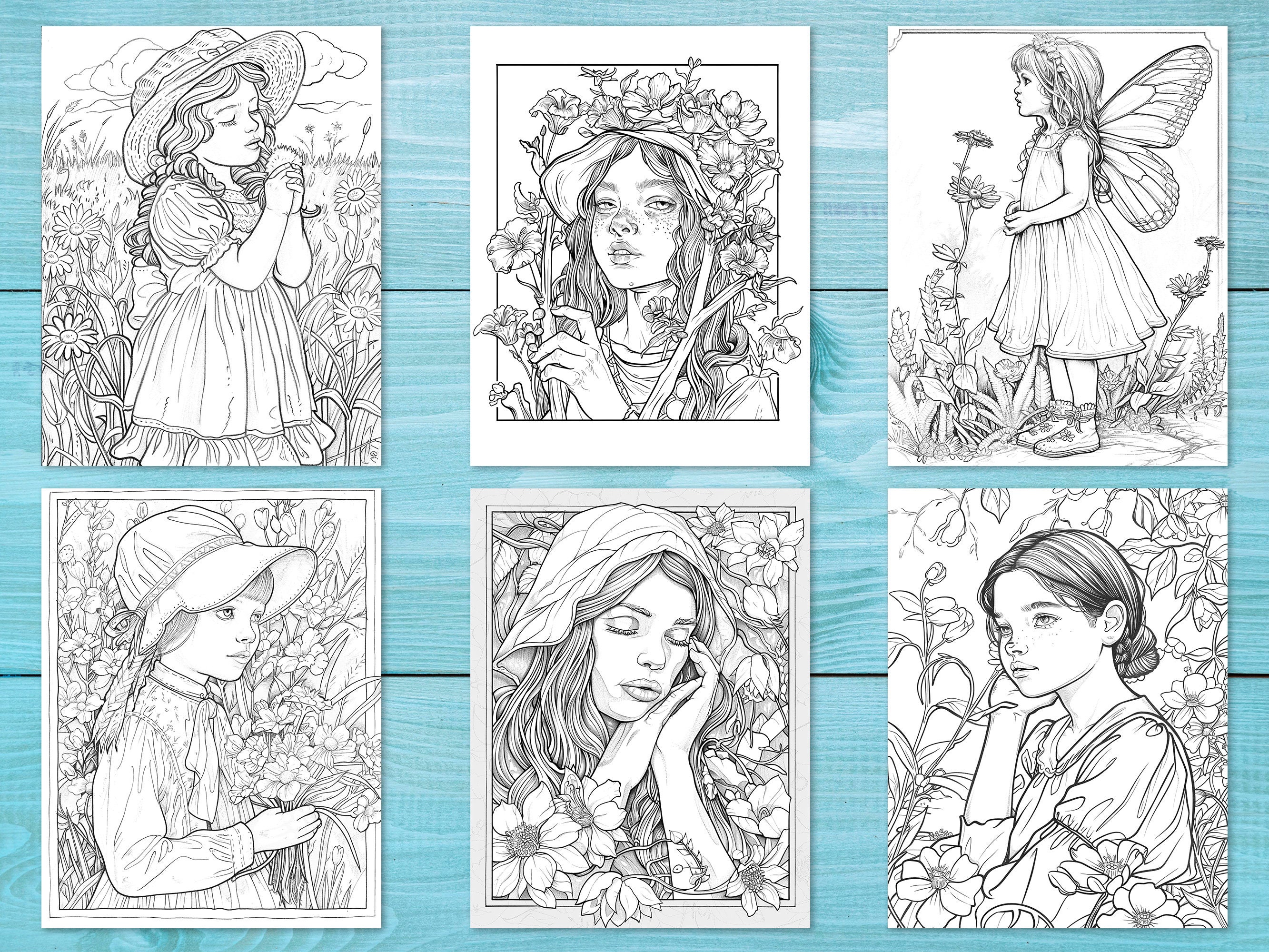 Fairy Girls Coloring Book, 35 Printable Magic Pages for Kids and Adults ...