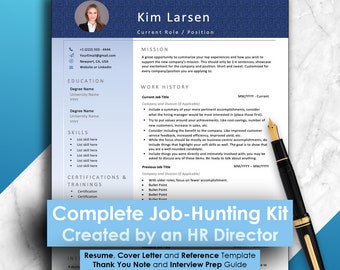 Creado por un Director de Recursos Humanos, Plantilla de CV, Currículum Profesional, Plantilla de Carta de Presentación, Plantilla de Referencia, Plantilla de CV, Currículum Vitae - Blue Jeans