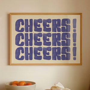 Cheers Digital Print Bar Cart Art Prints Download-Retro Kitchen Decor Wall Art Prints Trendy Decor-Cocktail Poster Prints Wall Art Blue