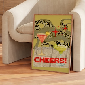 Impresiones de arte de pared retro, impresiones de carritos de bar de moda, arte de pared moderno, arte de pared imprimible, arte de pared estético para sala de estar, descarga de decoración de carritos de bar