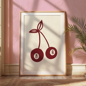 Red Cherries Cherry Wall Print Red Digital Wall Art Aesthetic Apartment Decor Retro Poster Art Decor Trendy Wall Prints Aesthetic Art