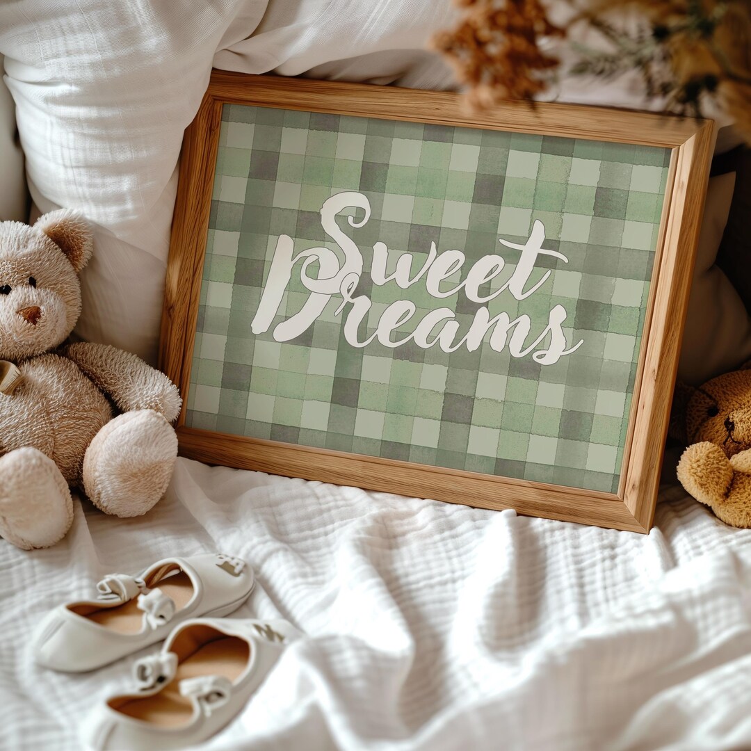 Nursery Print Sweet Dreams Wall Art Boys Room Wall Art Sage Green Room