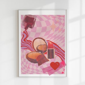 Makeup Print Vintage Make Up Wall Art Printable Poster Girls Room Decor Bathroom Wall Art Vanity Print Retro Pink Girly Print Trendy Poster