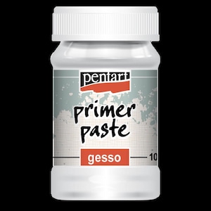 May include: White plastic jar of Pentart Primer Paste gesso, a white primer for painting.