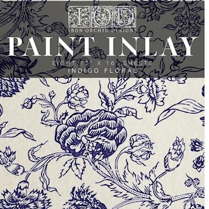 Indigo - IOD Paint Inlay - Indigo Floral 8 Sheets Iron Orchid Design  - 1.00 shipping available