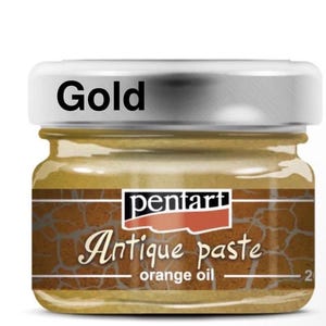 Gold | Antique Paste wax paste  |20 ml | Aged Effect, Antique Effect, color, gliding wax for final step for fine line crackle