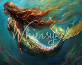 Large Decoupage Tissue Paper - New Aug  Nadia (Mermaid) | Designs by Whimsykel | 18 lb  | Whimsey | 21 x 29 Inch