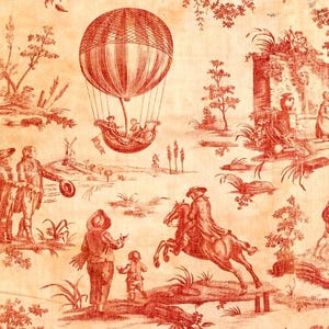 RETIRED Red Toile - Roycycled Decoupage Tissue Papers  ROY 62 | Lrg Format 20x30 inches | vintage french floral antique