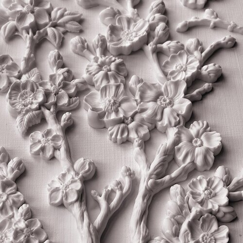 New  ! 2025 Blossom - 6x10 inches Decor IOD  Mould Iron Orchid Design  - 1.00 shipping available -  Resin Air Dry Clay mixed media