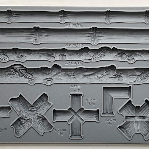 Faux Bois - 6x10 inches Decor - RETIRED IOD  Mould Iron Orchid Design  - 1.00 shipping available - Custom Resin Air Dry Clay Bamboo Trims