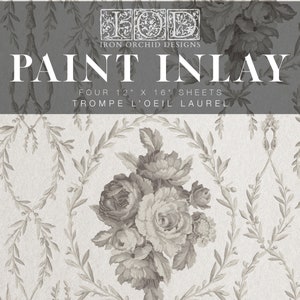 A New IOD Release Q2 2023 - Trompe l&#39;oeil Laurel - IOD Paint Inlay 4 Sheets Iron Orchid Design - 1.00 shipping available