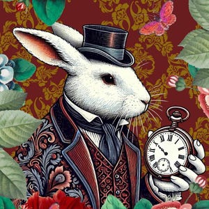 I’m Late Decoupage Paper - A3 Size 16.25 x 11.25 inches.- Three Design Sheets In one package   (Made by Marley) - rabbit