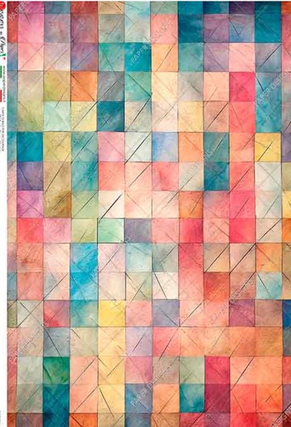 Decoupage Rice Paper- 250 Colorful Squares ∙ Watercolor Blue White ...
