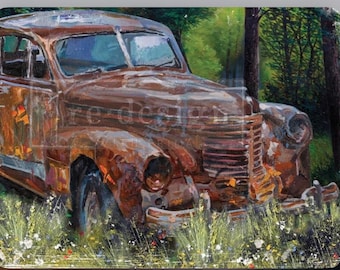 Large Decoupage Paper - This Rusty Car -  A1 Decoupage Fiber Paper for Furniture  |Redesign with Prima Decorative Paper |  23.4"x33 |1 sheet