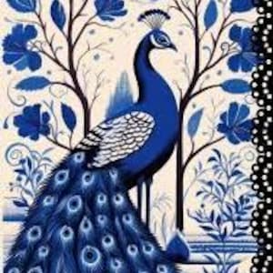 New Oct  2024 Blue Peacock Decoupage Paper - A3 Size 16.25 x 11.25 inches.- Three Design Sheets In one package   (Made by Marley)