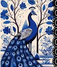 Nuevo papel para decoupage de pavo real azul de octubre de 2024: tamaño A3, 16,25 x 11,25 pulgadas. Tres hojas de diseño en un paquete (fabricado por Marley)