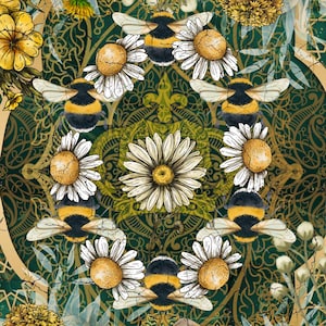 New 2024 Bumble Along Decoupage Paper - A3 Size 16.25 x 11.25 inches.- Three Design Sheets In one package   (Made by Marley) - bee daisy