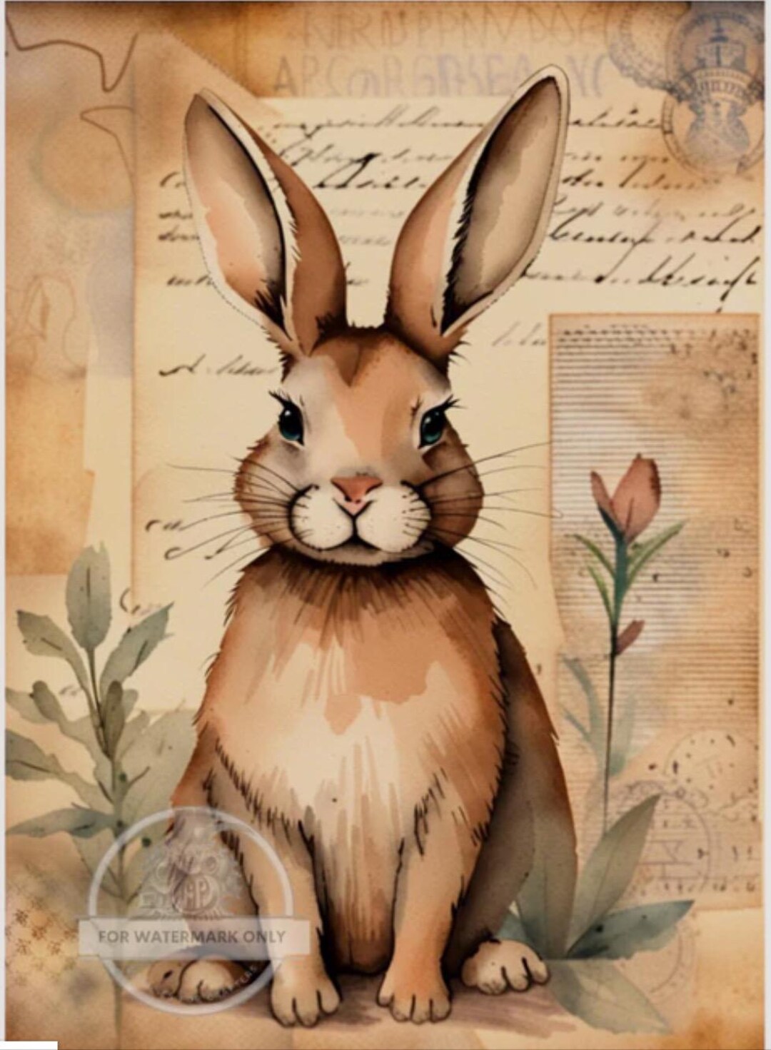 Parchment Bunny Rabbit Rice Paper | Decoupage Central | DC205 | A4 - 8. ...