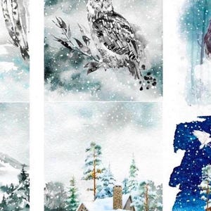 LIMITED Winter Christmas Project Blocks  - Roycycled Decoupage Tissue Papers | 18 lb | 21 x 29 inches | ROY 163 - Owl House polar bear