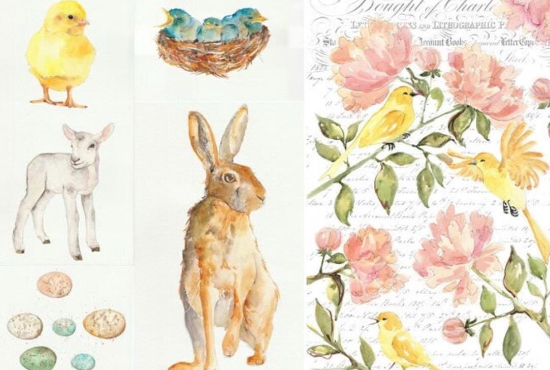 Spring Blocks - Roycycled Decoupage Papers - Roy 97 Easter Bunnies Bird ...