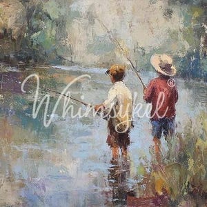 Large Decoupage Tissue Paper Just Fishing | Designs by Whimsykel | 18 lb  | Whimsey   | 21 x 29 Inches