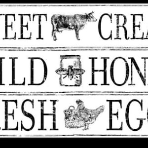 RETIRED - IOD Farm Fresh Signage Decor Transfer (24x33) Cream, Honey, Eggs, Cow - Iron Orchid Designs Rub On in Tube