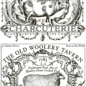 Cotswold IOD Decor Transfer 12” x 16” Full  8 pages Iron Orchid Designs Sheep Pig Rub on Transfer Farm Animals Woolery charcuterie eatery