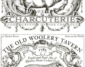 Cotswold IOD Decor Transfer 12” x 16” Full  8 pages Iron Orchid Designs Sheep Pig Rub on Transfer Farm Animals Woolery charcuterie eatery