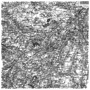 May include: Black and white vintage map print of the Orleans region. The detailed map features intricate line work depicting roads, towns, and geographical features. The print includes the text "Orleans" and "Iron Orchid Designs".