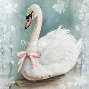 Pink Swan Rice Paper Decoupage Rice Paper ∙ Winter Swan I 700 | Decoupage Queen Paper NEW ...