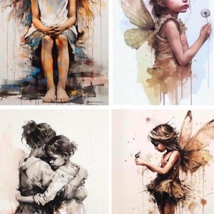 NEW Decoupage Queen Rice Paper- Andy Skinner Angels 592 | 4 scenes on one |  girl  | wings  | Whimsey | fairy |